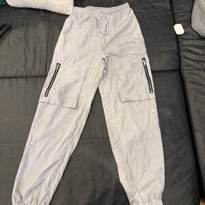 Shein grey cargo with zip pockets and drawstring